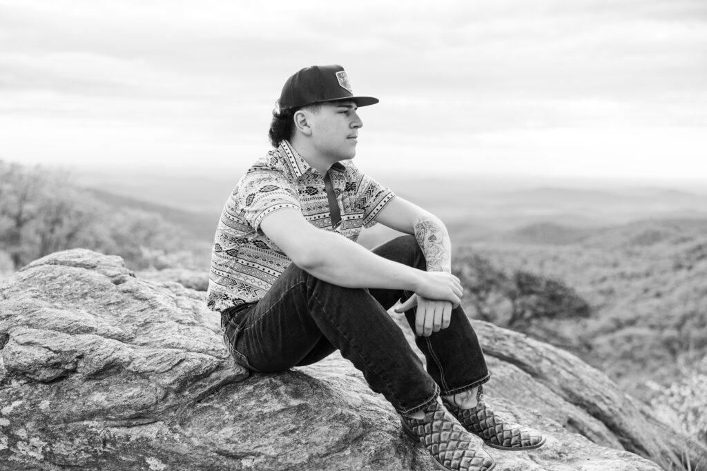 Fall senior portraits with colorful foliage in Shenandoah National Park