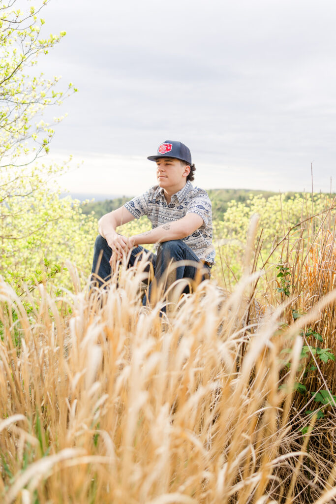 Fall senior portraits with colorful foliage in Shenandoah National Park
