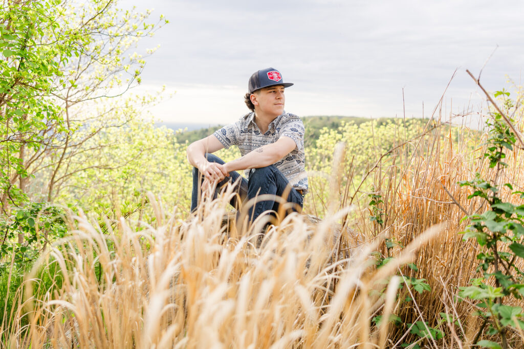 Fall senior portraits with colorful foliage in Shenandoah National Park