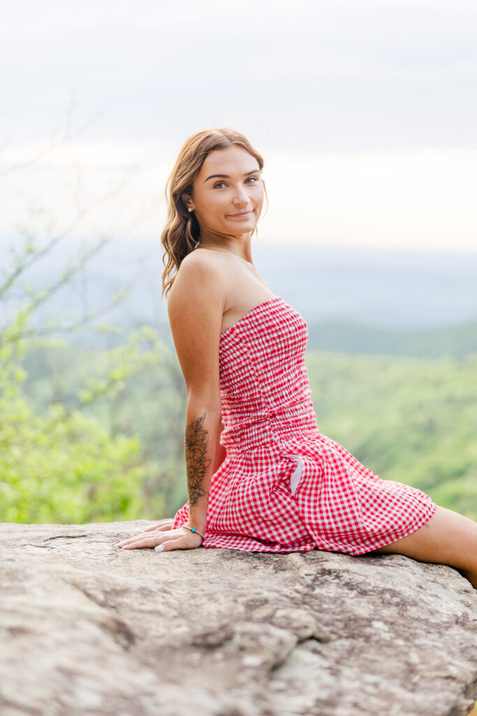 Rock posing with a senior at Skyline Drive virginia