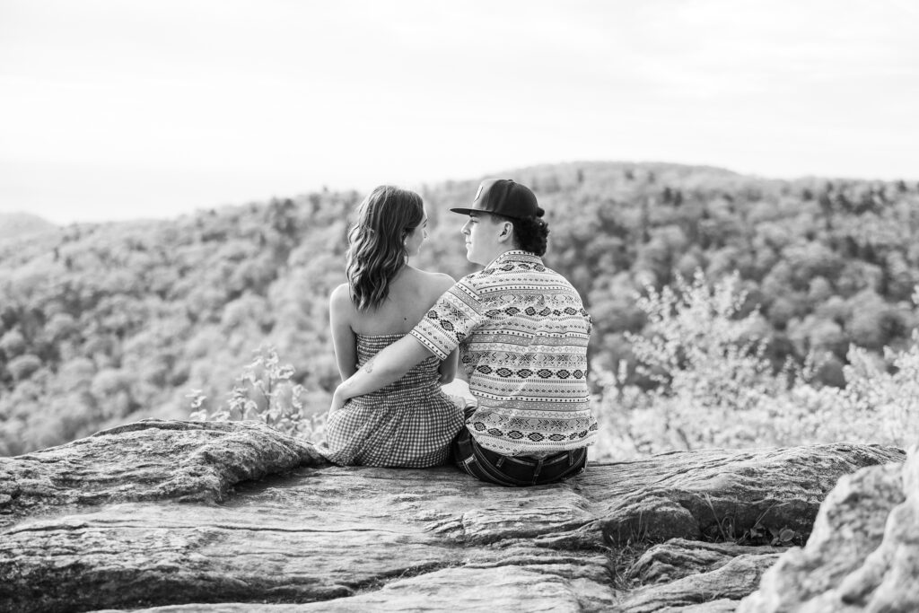 scenic background with a couple embracing at Shenandoah National Park